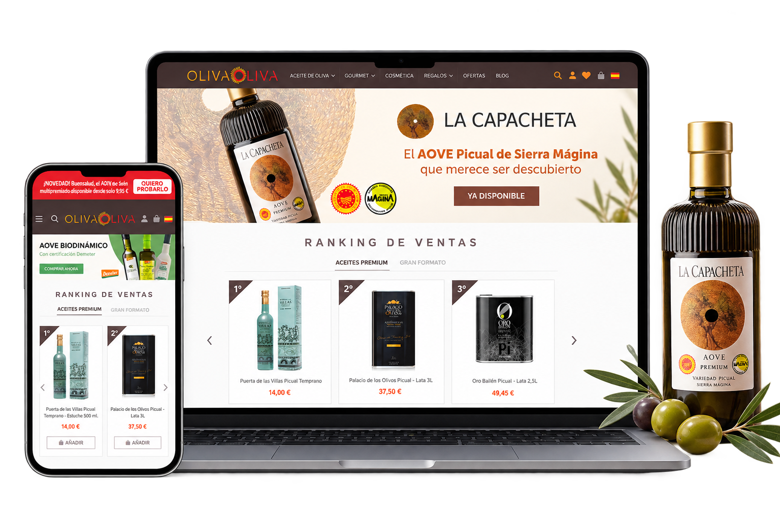 Oliva Oliva: tienda online de aceite de oliva en ordenador y móvil